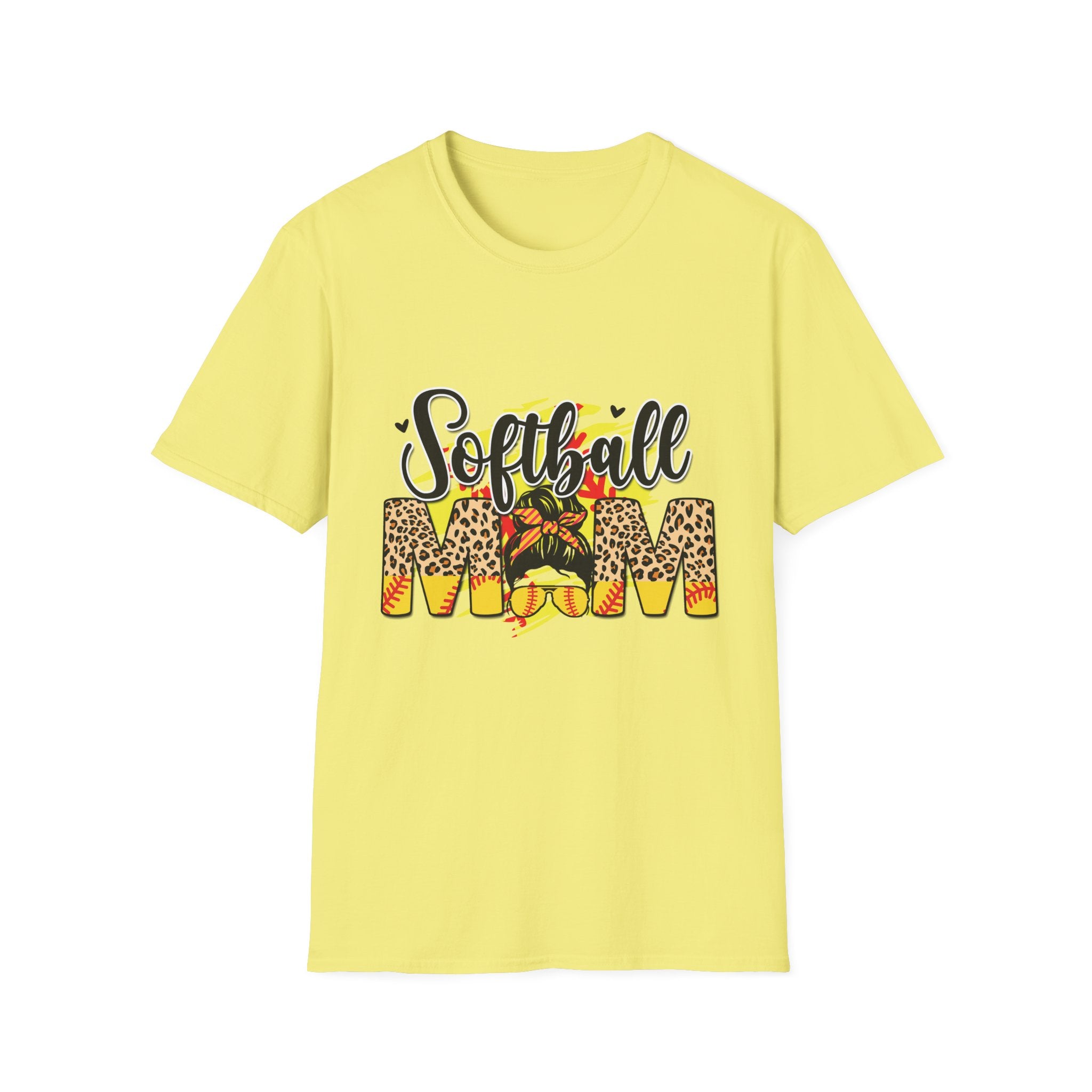 Pretty Softball Mom Unisex Softstyle T-Shirt