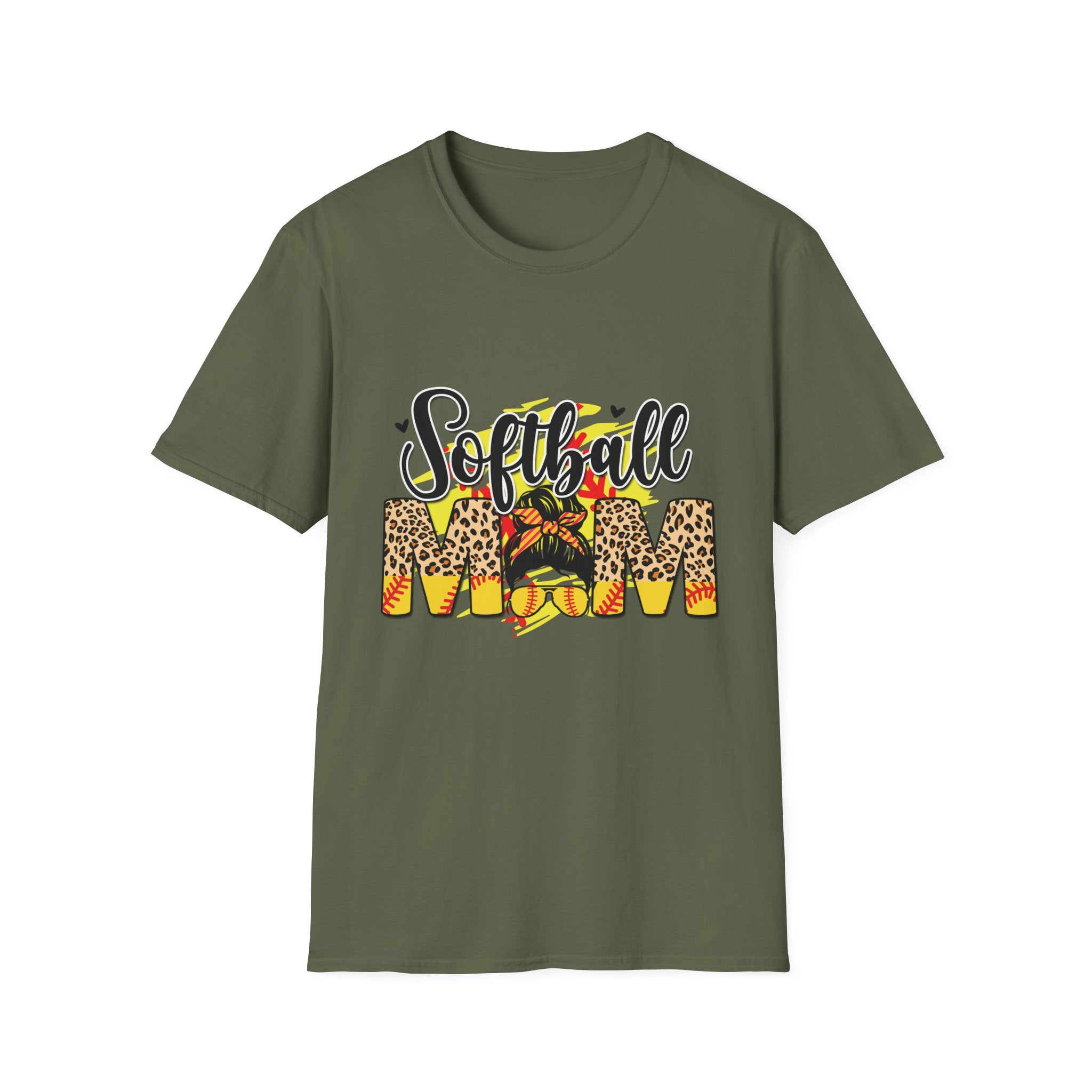 Pretty Softball Mom Unisex Softstyle T-Shirt