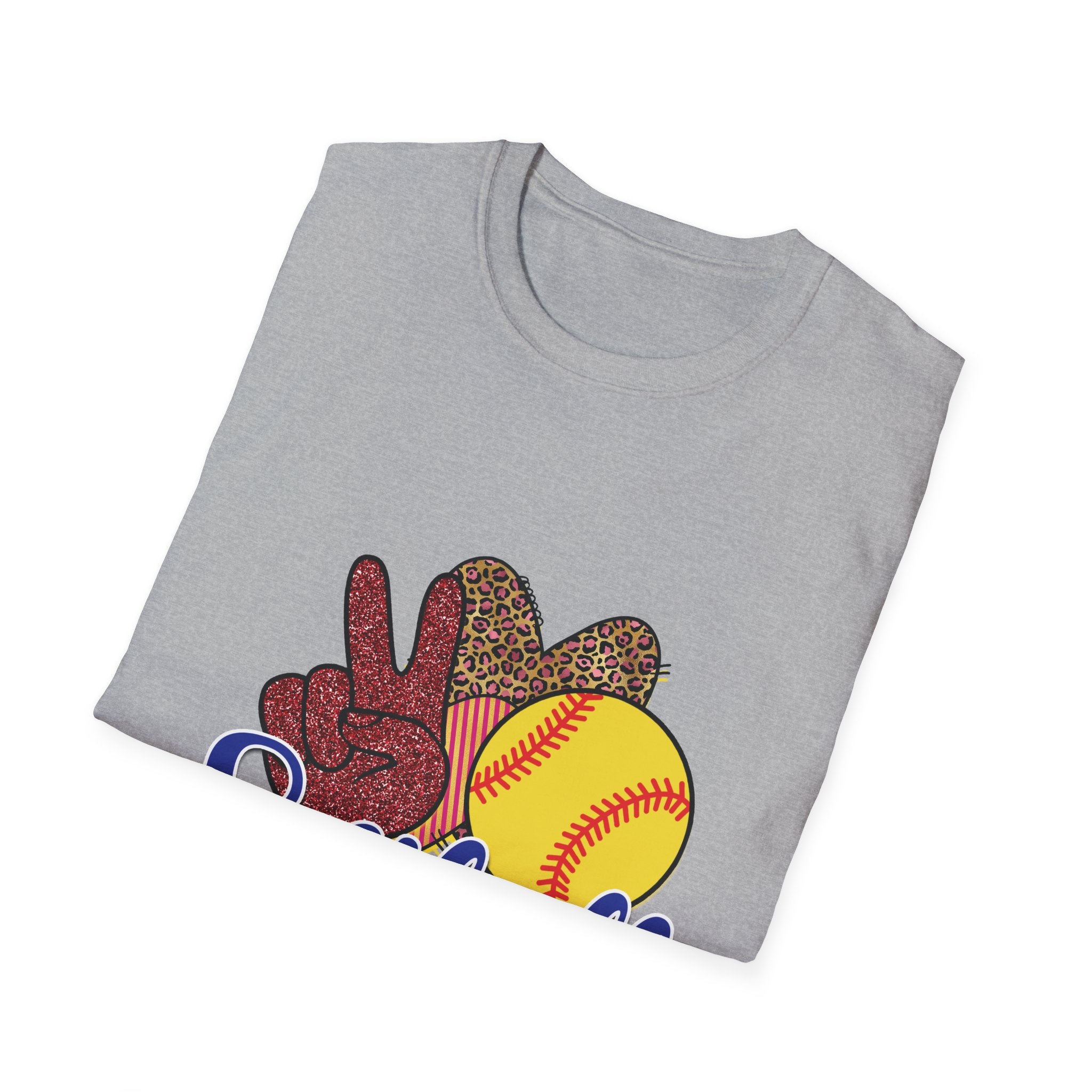 Peace Love Softball Unisex Soft style T-Shirt