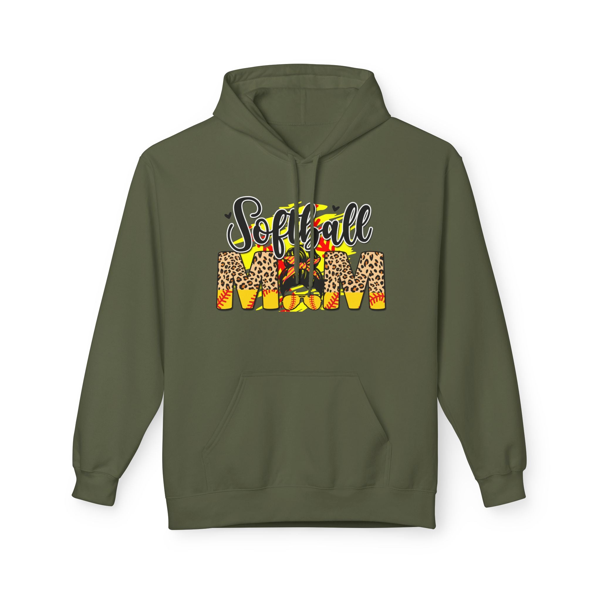 Pretty Softball Mom Unisex Midweight Softstyle Fleece Hoodie