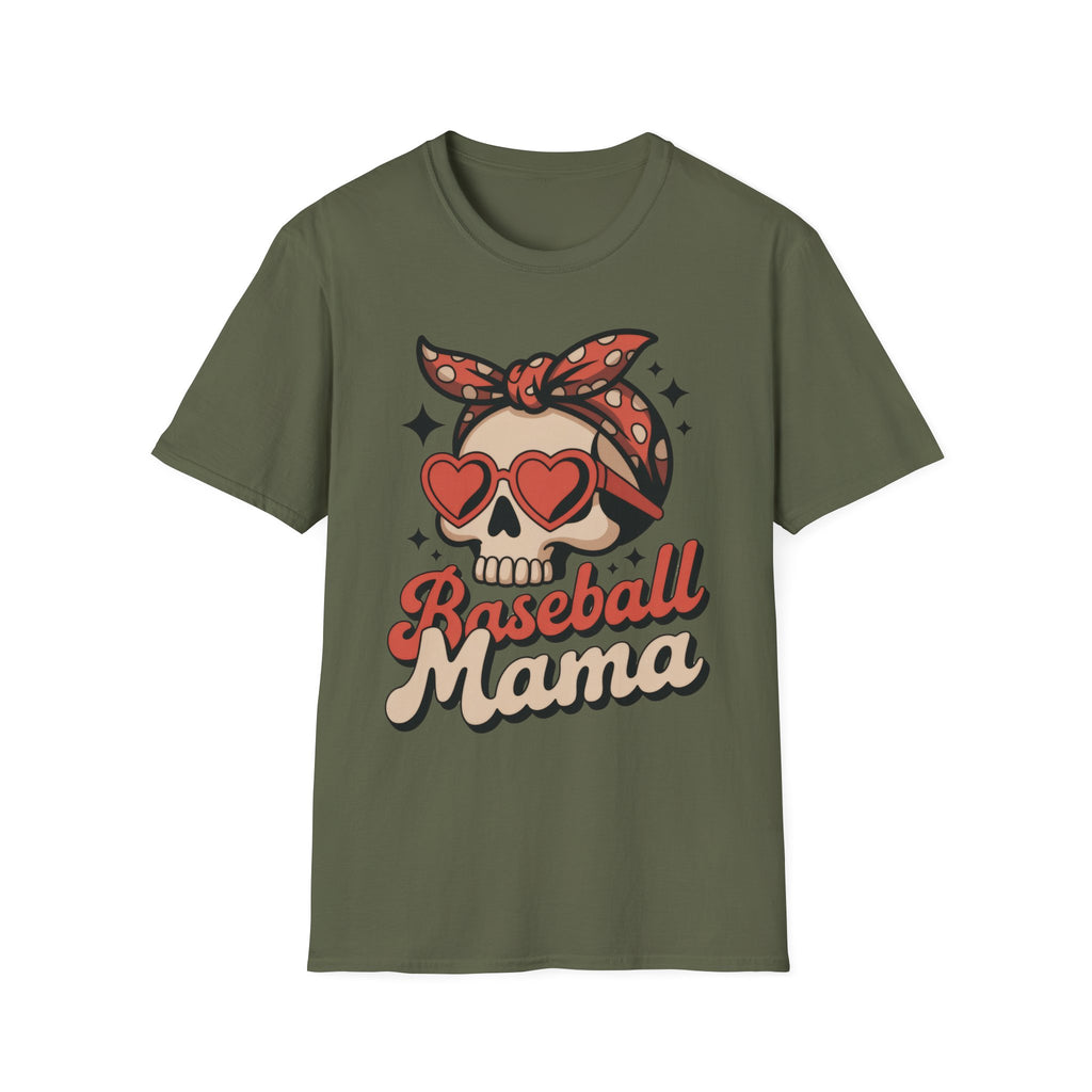 Skull Baseball Mama Unisex Softstyle T-Shirt