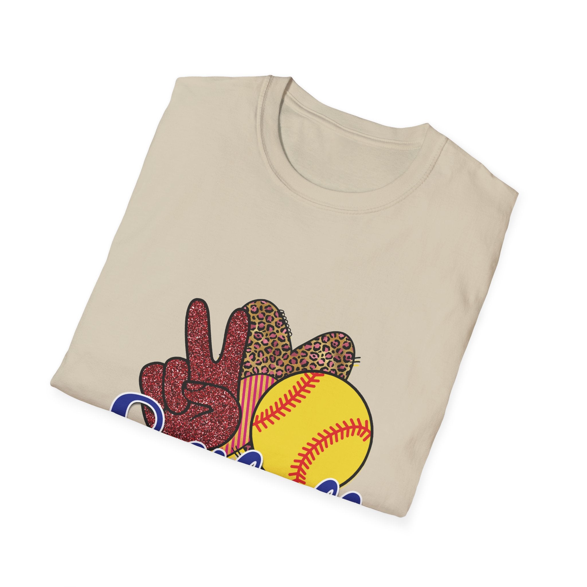 Peace Love Softball Unisex Soft style T-Shirt