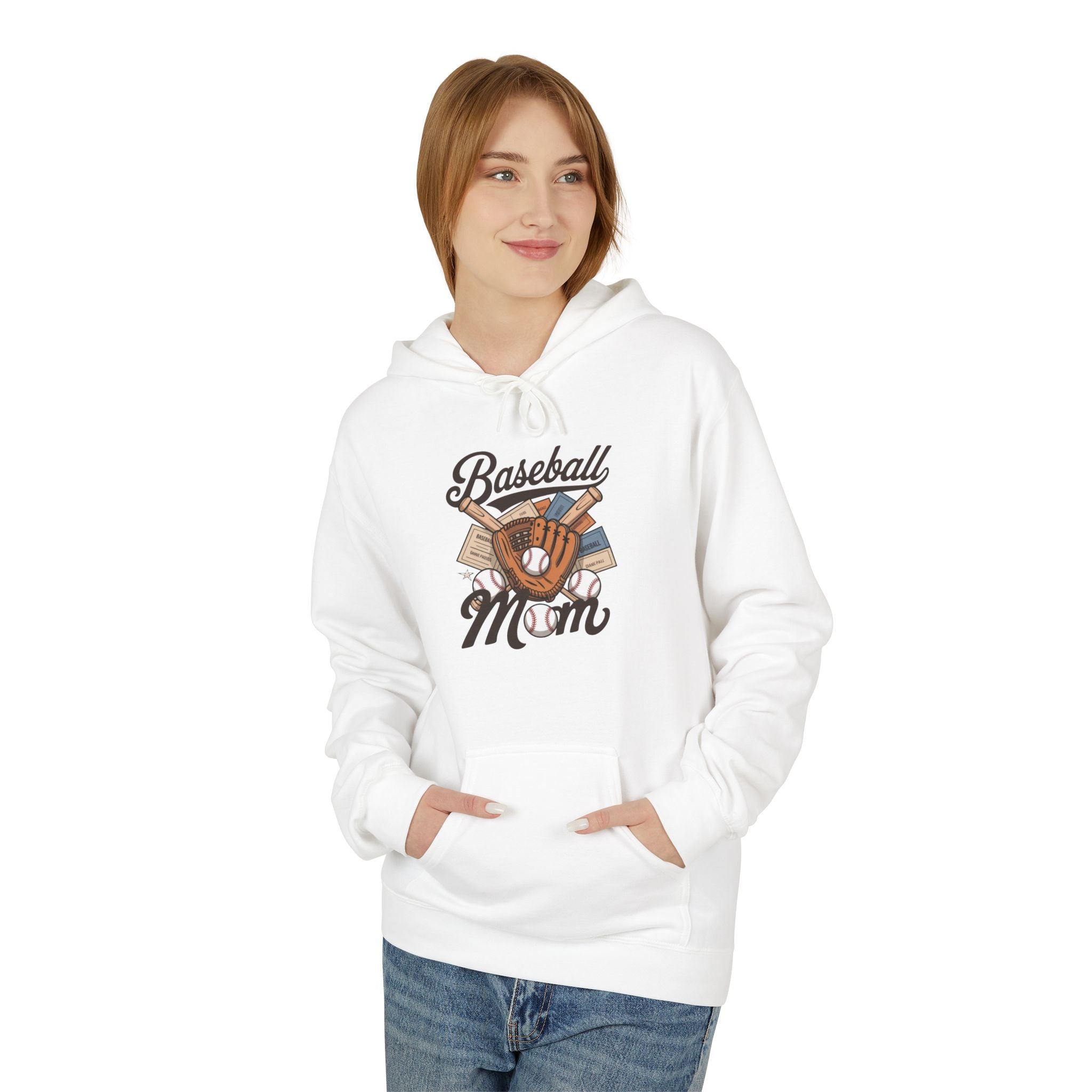 Retro Baseball Mom Unisex Midweight Softstyle Fleece Hoodie