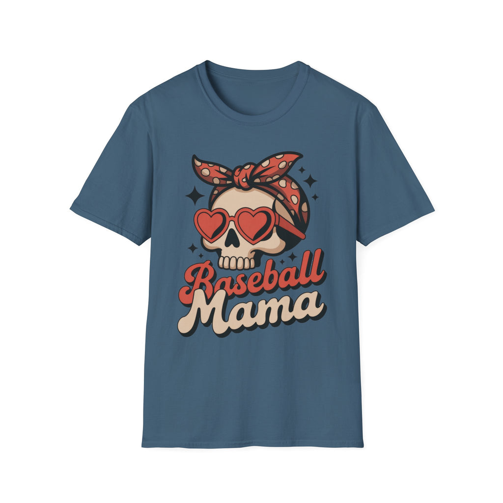 Skull Baseball Mama Unisex Softstyle T-Shirt