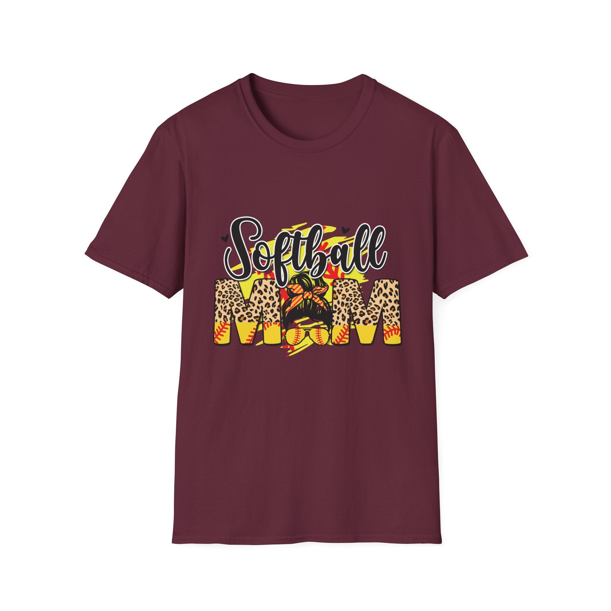 Pretty Softball Mom Unisex Softstyle T-Shirt