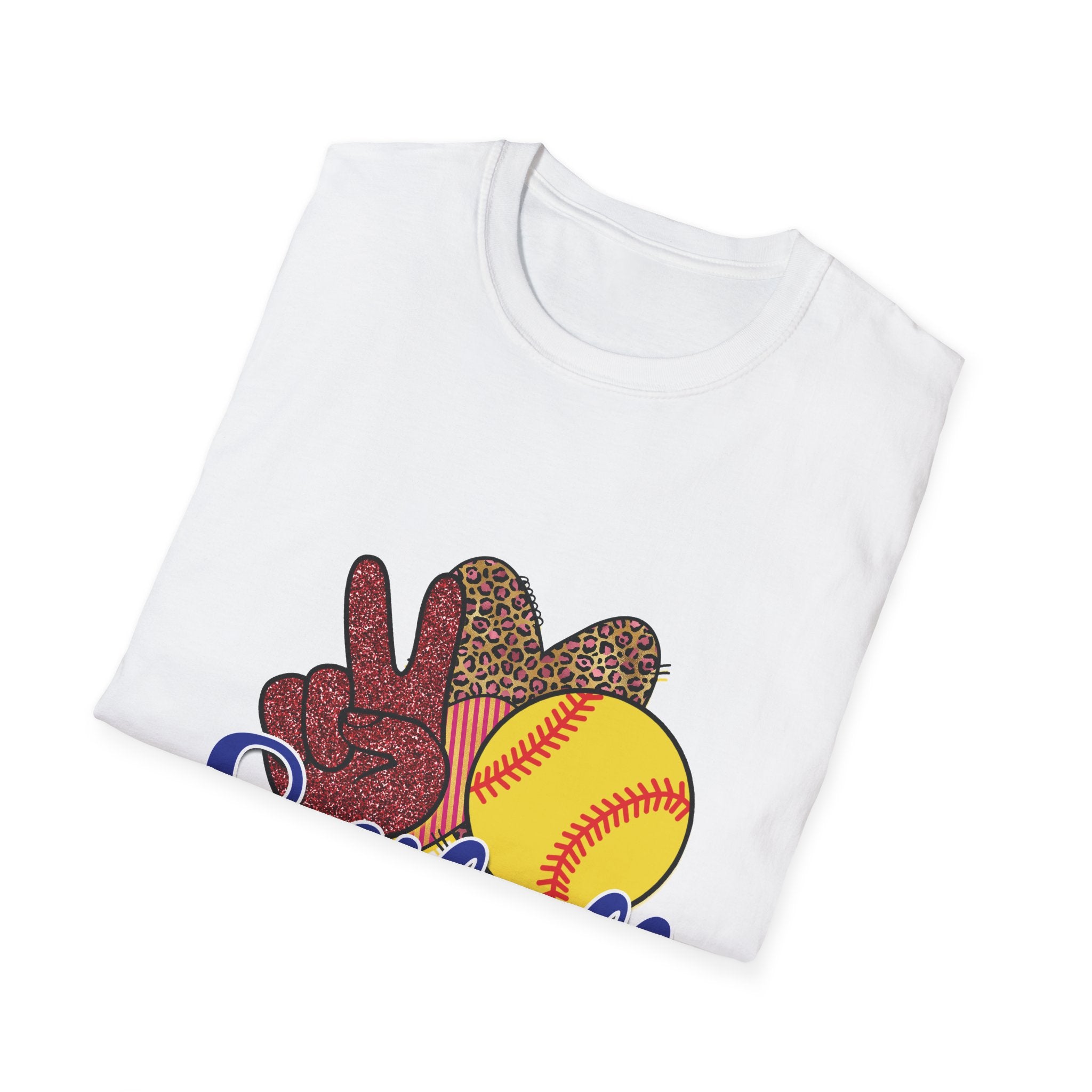 Peace Love Softball Unisex Soft style T-Shirt