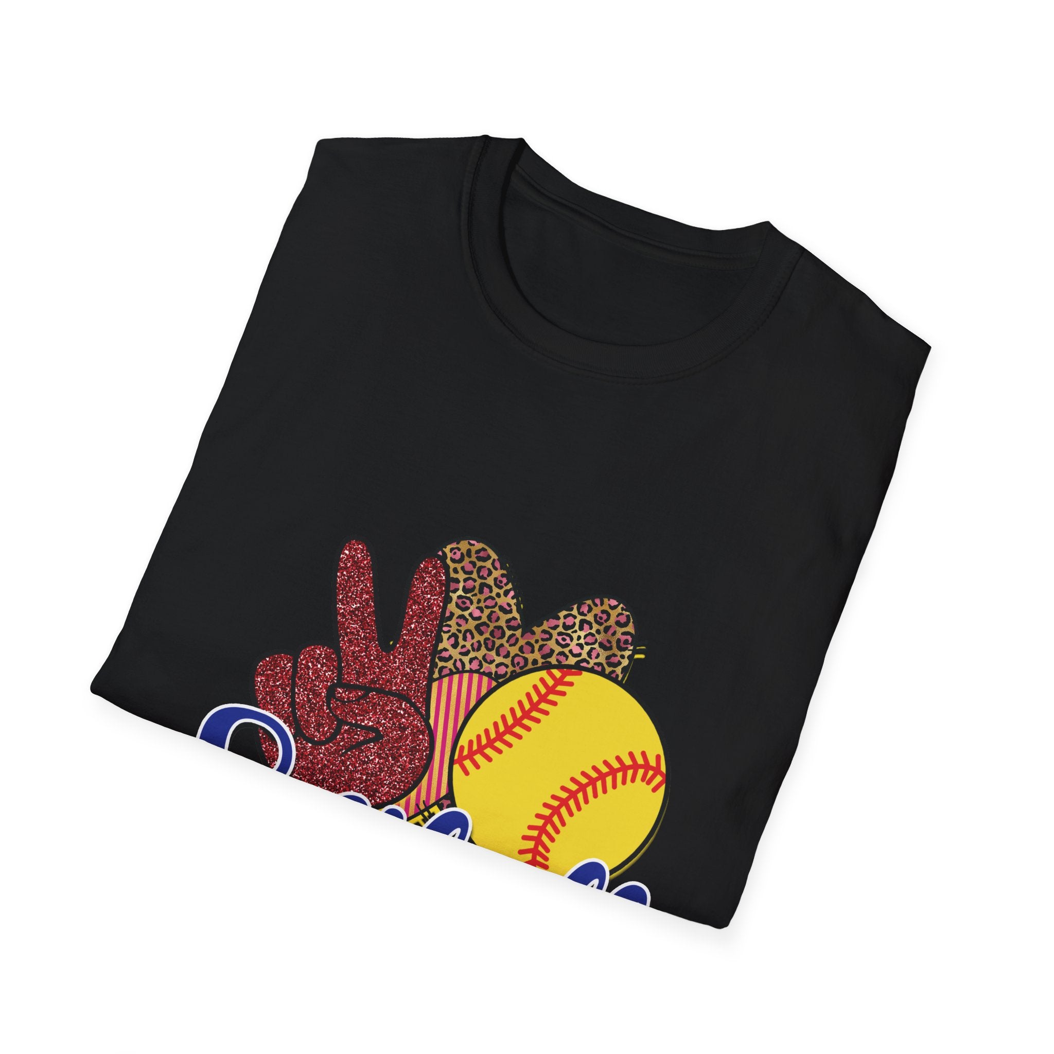 Peace Love Softball Unisex Soft style T-Shirt